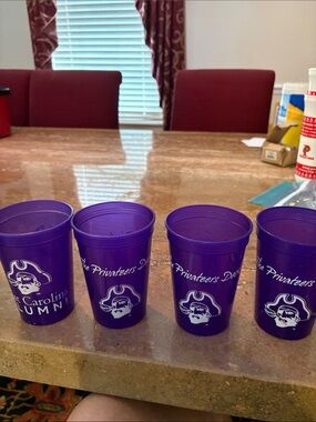 East Carolina pirate cups Purple Branded Plastic Cups – Set of 4
